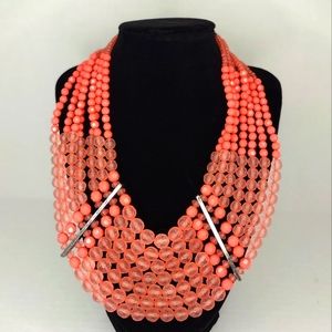 Multi layer peach bead necklace